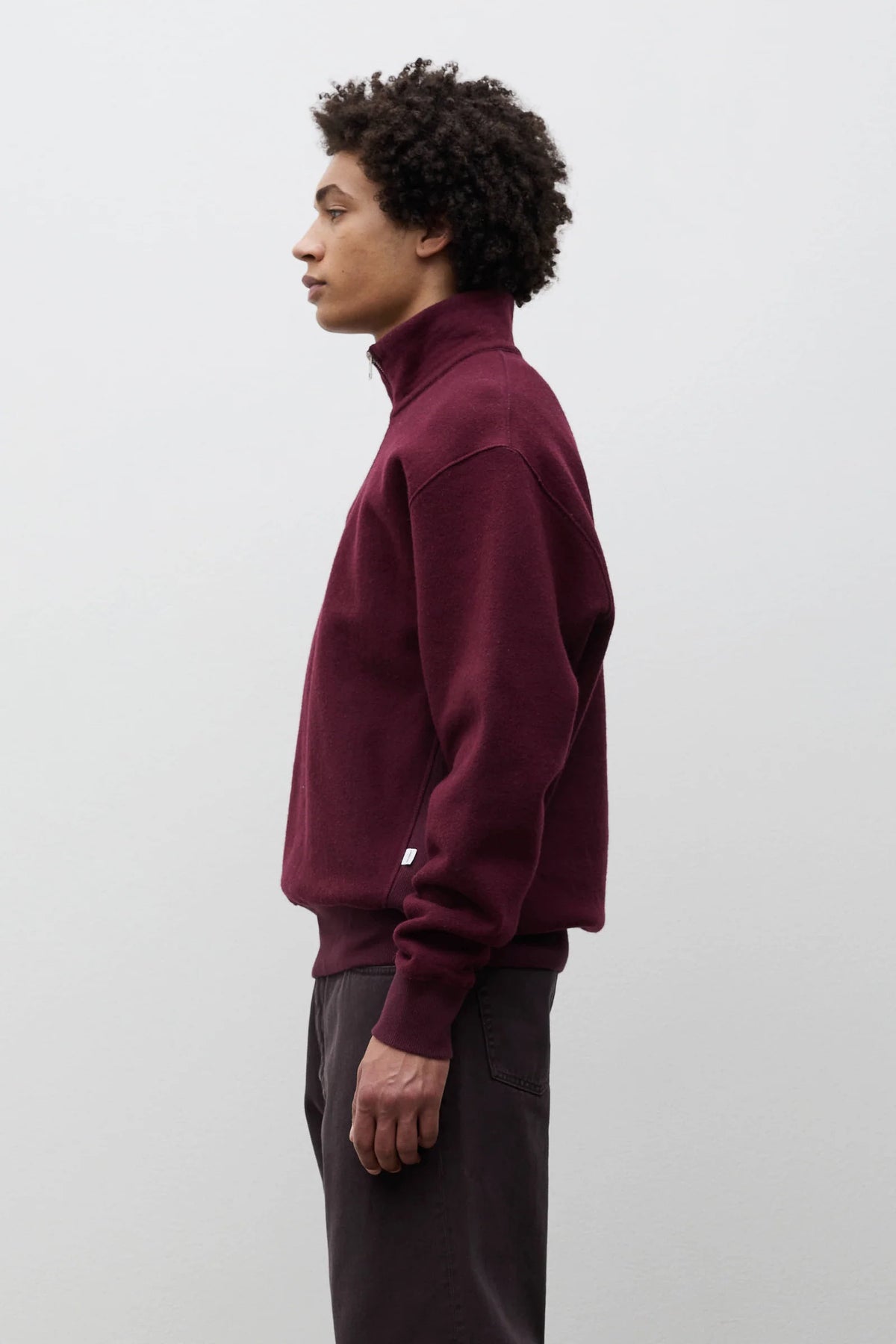 Flossli Relaxed Cotton Wool Half Zip Sweatshirt - Mahogany