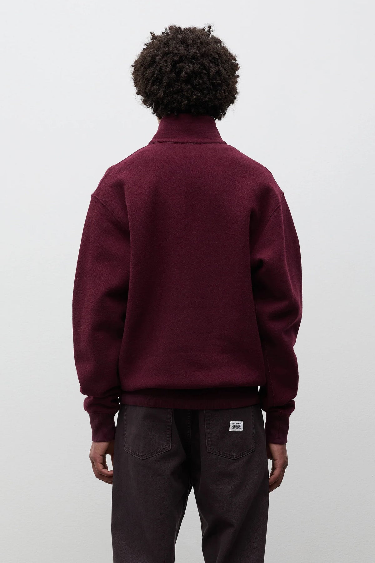 Flossli Relaxed Cotton Wool Half Zip Sweatshirt - Mahogany
