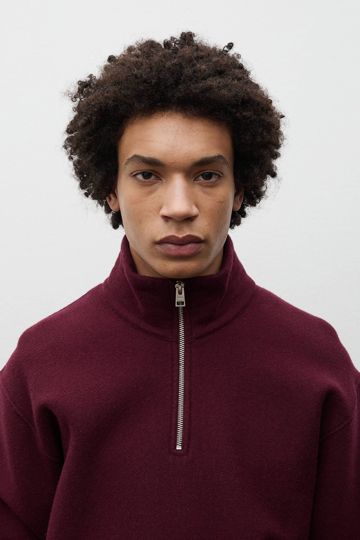 Flossli Relaxed Cotton Wool Half Zip Sweatshirt - Mahogany