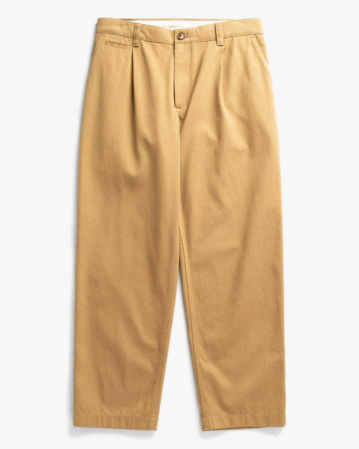 Volda Pleated Cotton Twill - Mid Khaki