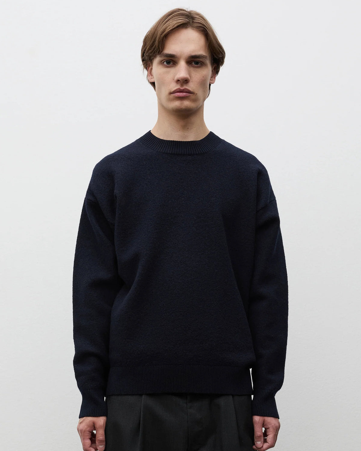 Kragholm Boiled Wool Crewneck - Dark Navy