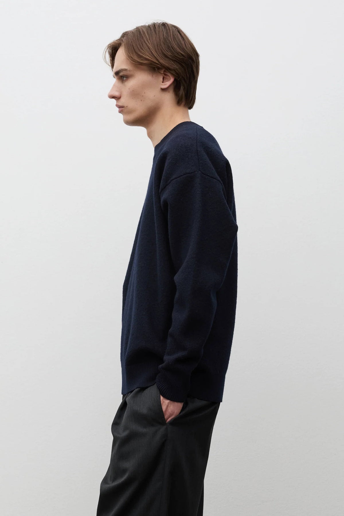 Kragholm Boiled Wool Crewneck - Dark Navy