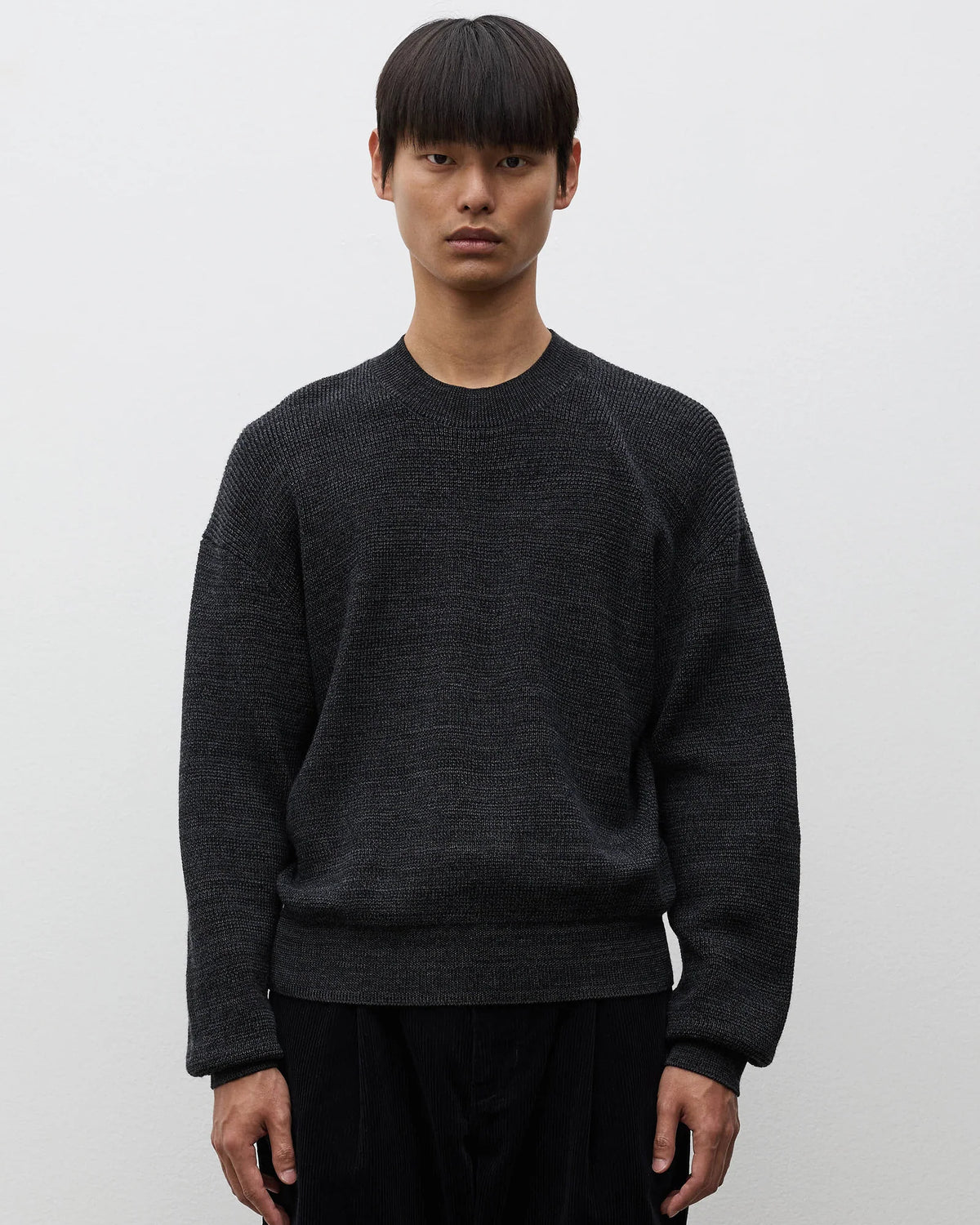 Hirtshals Tech Merino Waffle Crewneck - Charcoal Melange