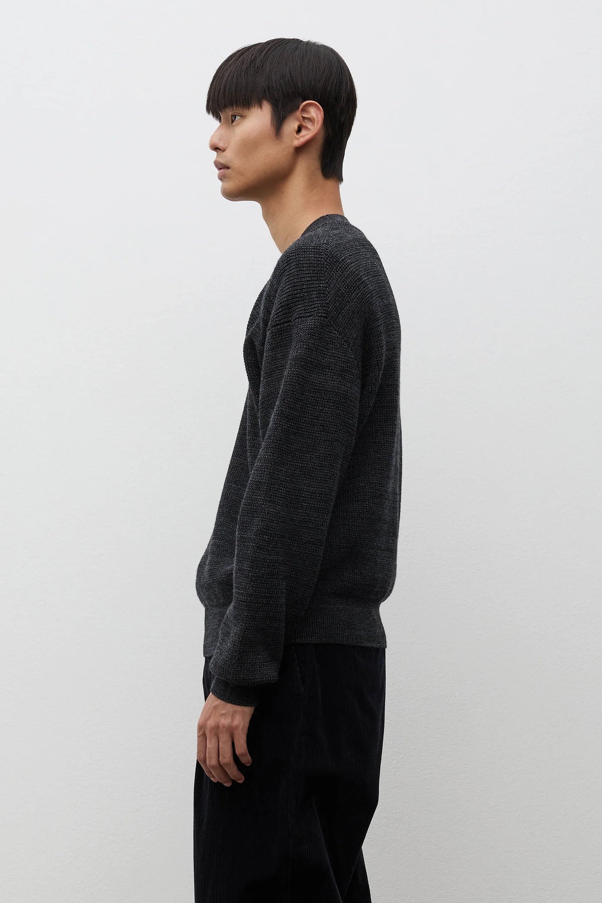 Hirtshals Tech Merino Waffle Crewneck - Charcoal Melange