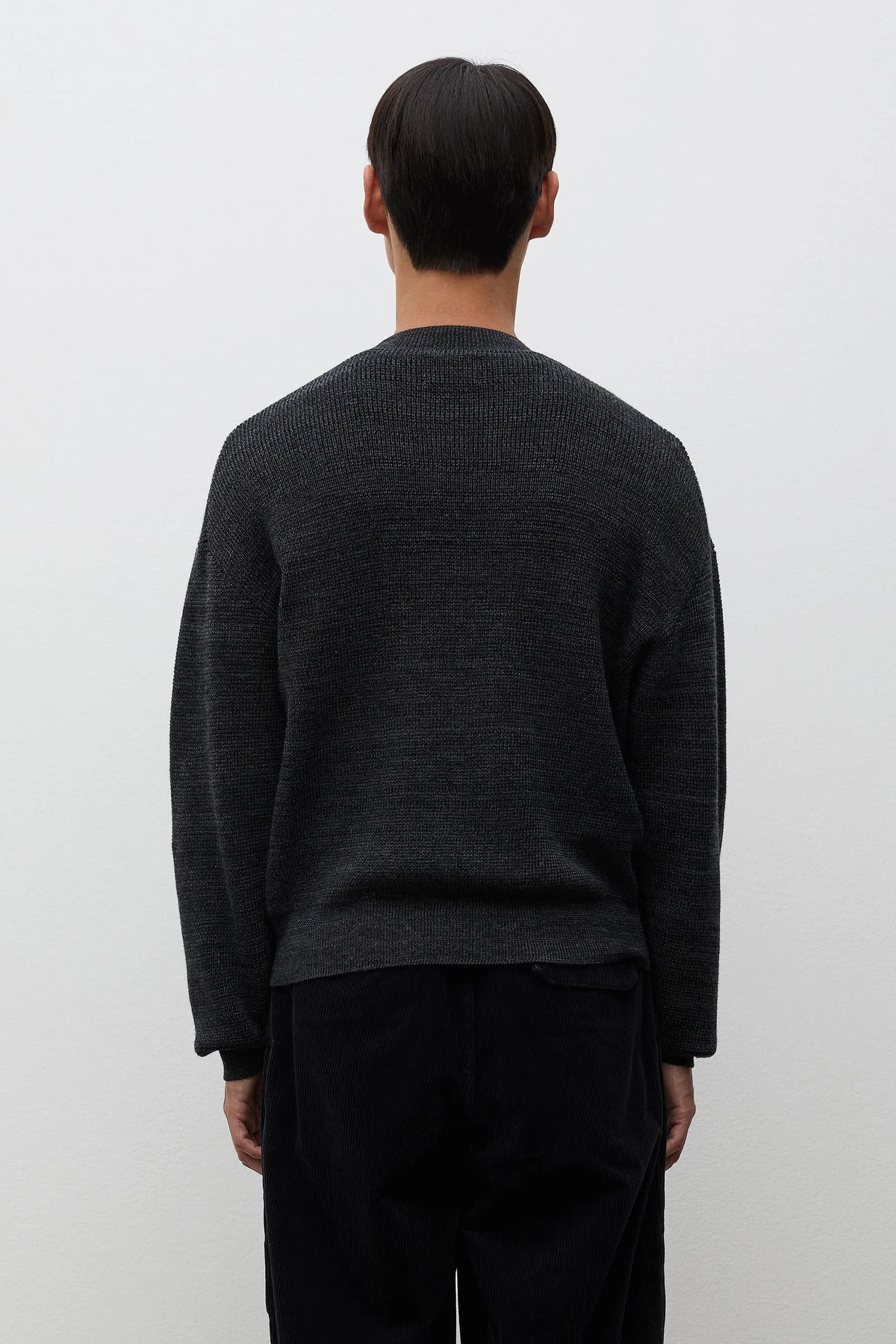 Hirtshals Tech Merino Waffle Crewneck - Charcoal Melange