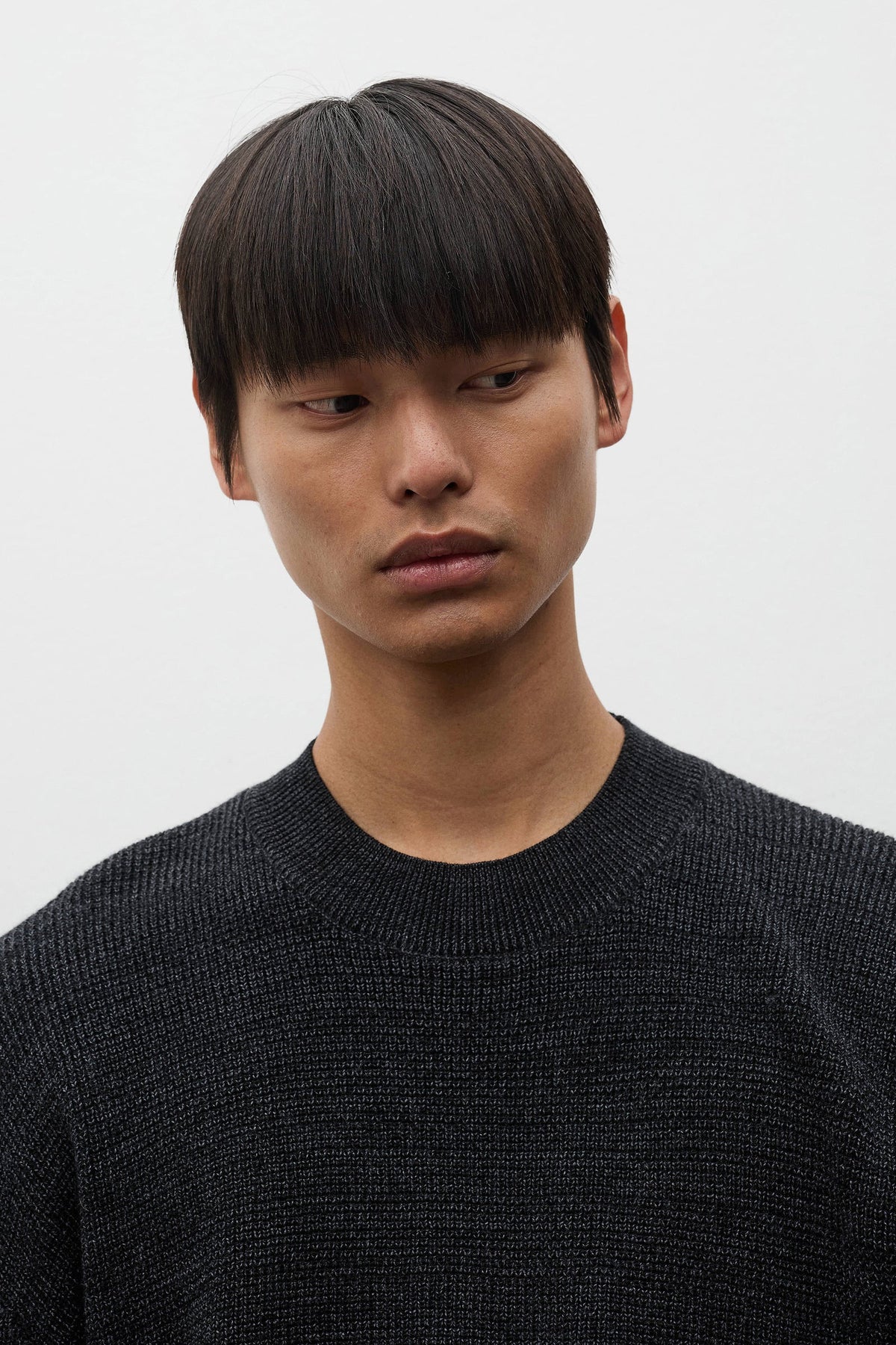 Hirtshals Tech Merino Waffle Crewneck - Charcoal Melange