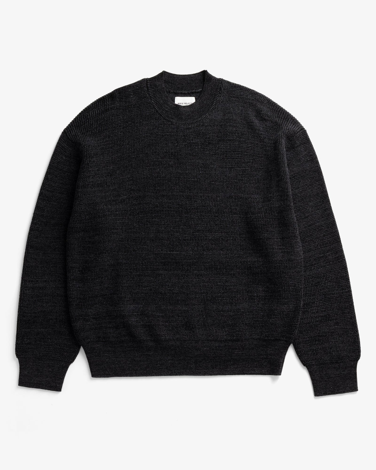 Hirtshals Tech Merino Waffle Crewneck - Charcoal Melange