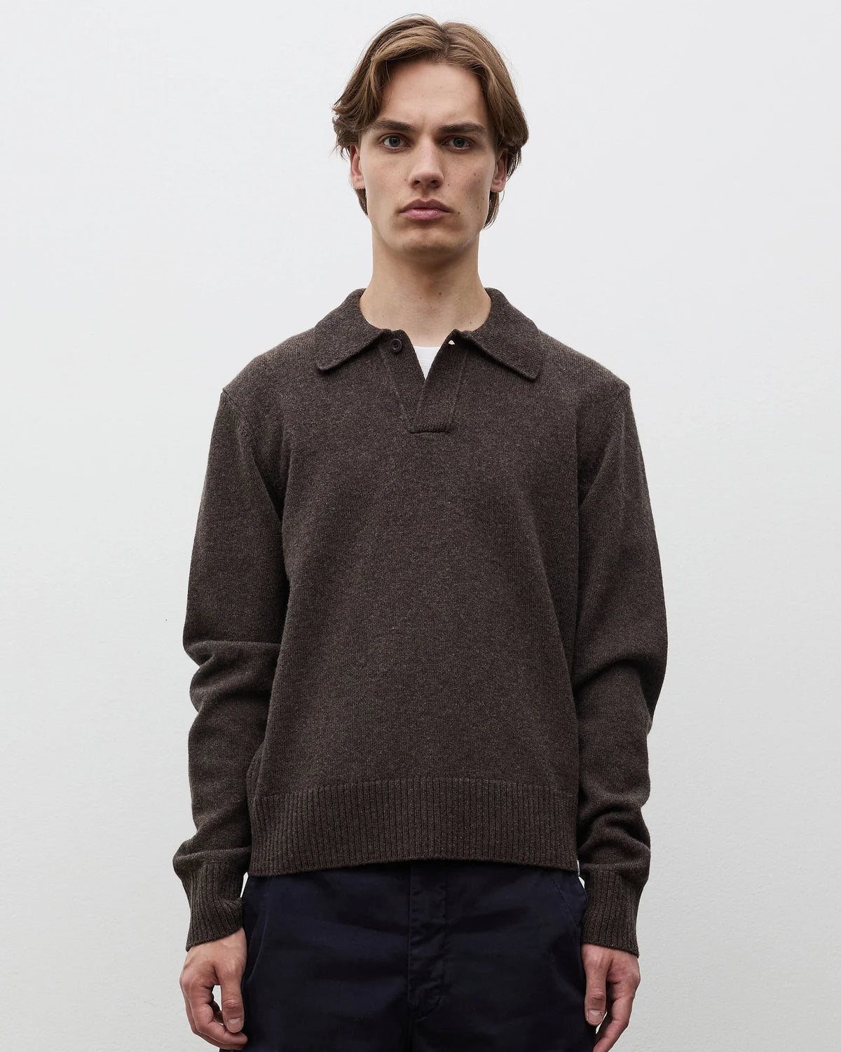 Anholt Lambswool Polo - Heathland Brown