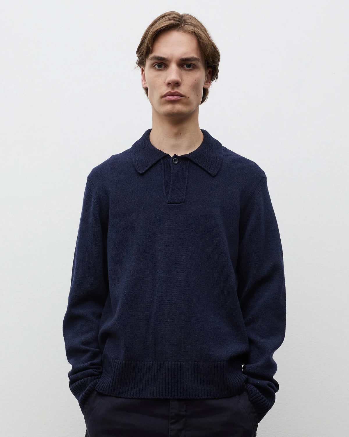 Anholt Lambswool Polo - Dark Navy