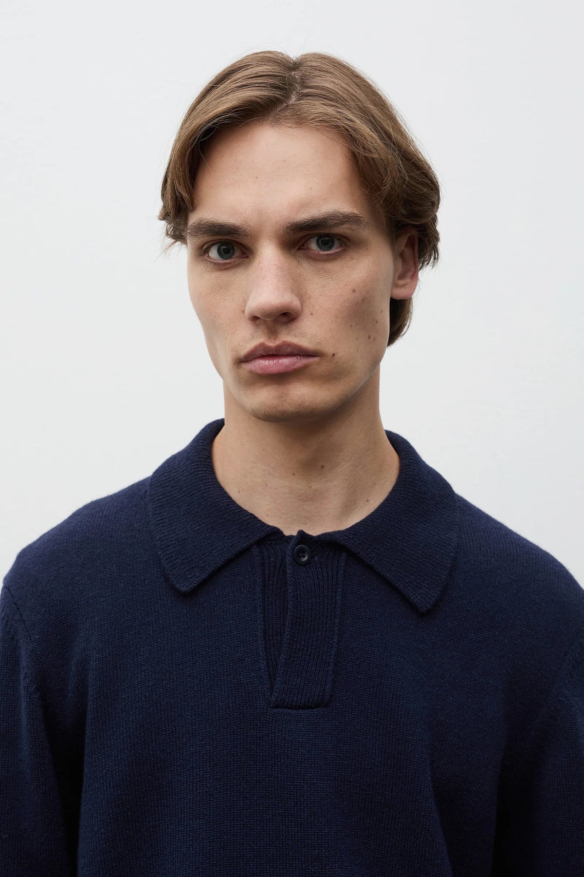 Anholt Lambswool Polo - Dark Navy