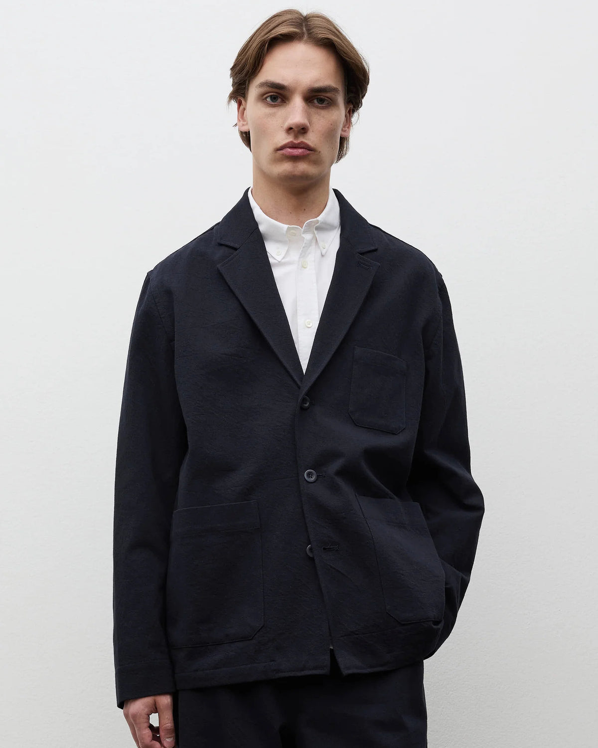 Dyvig Cotton Wool Twill Sports Blazer - Dark Navy