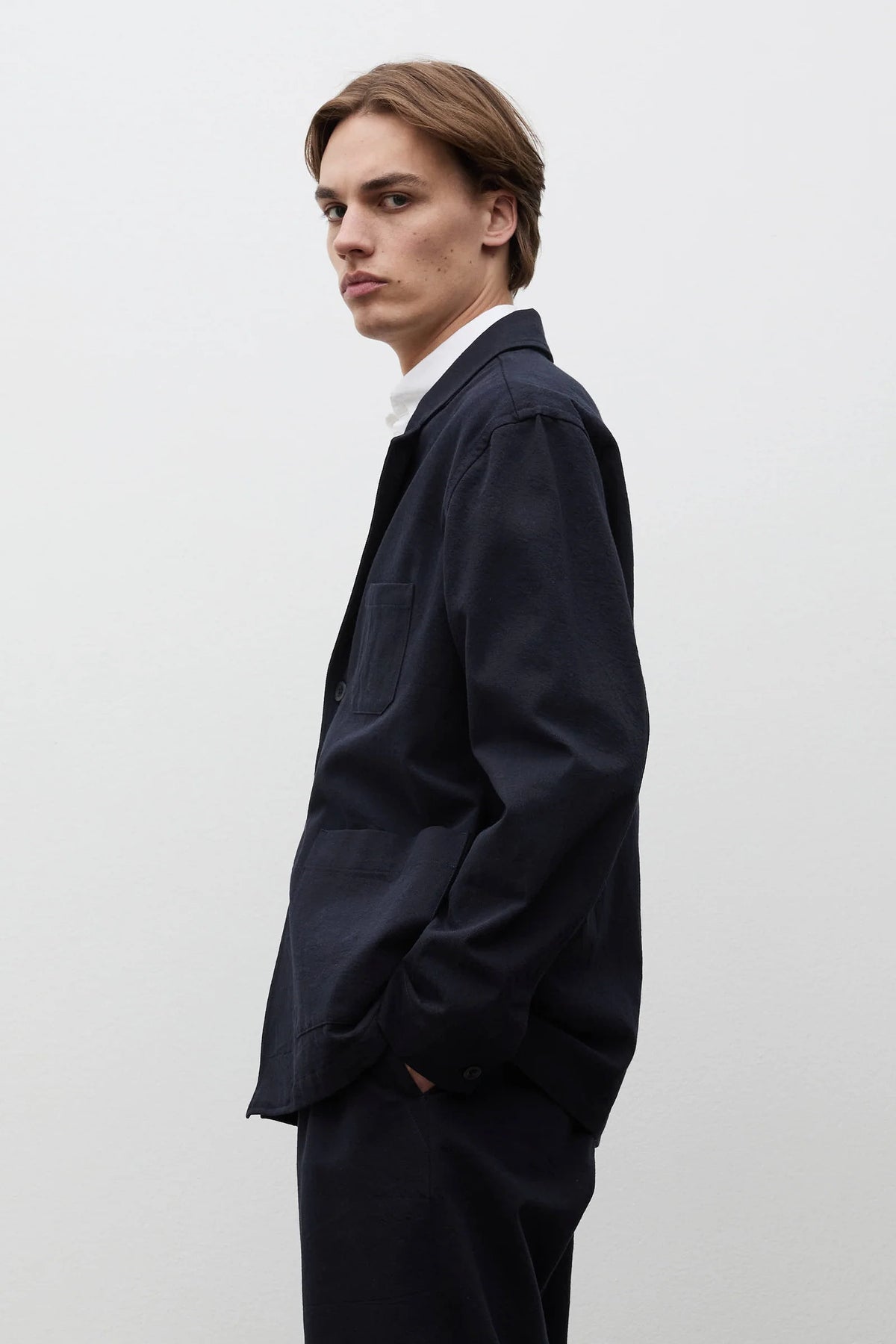 Dyvig Cotton Wool Twill Sports Blazer - Dark Navy