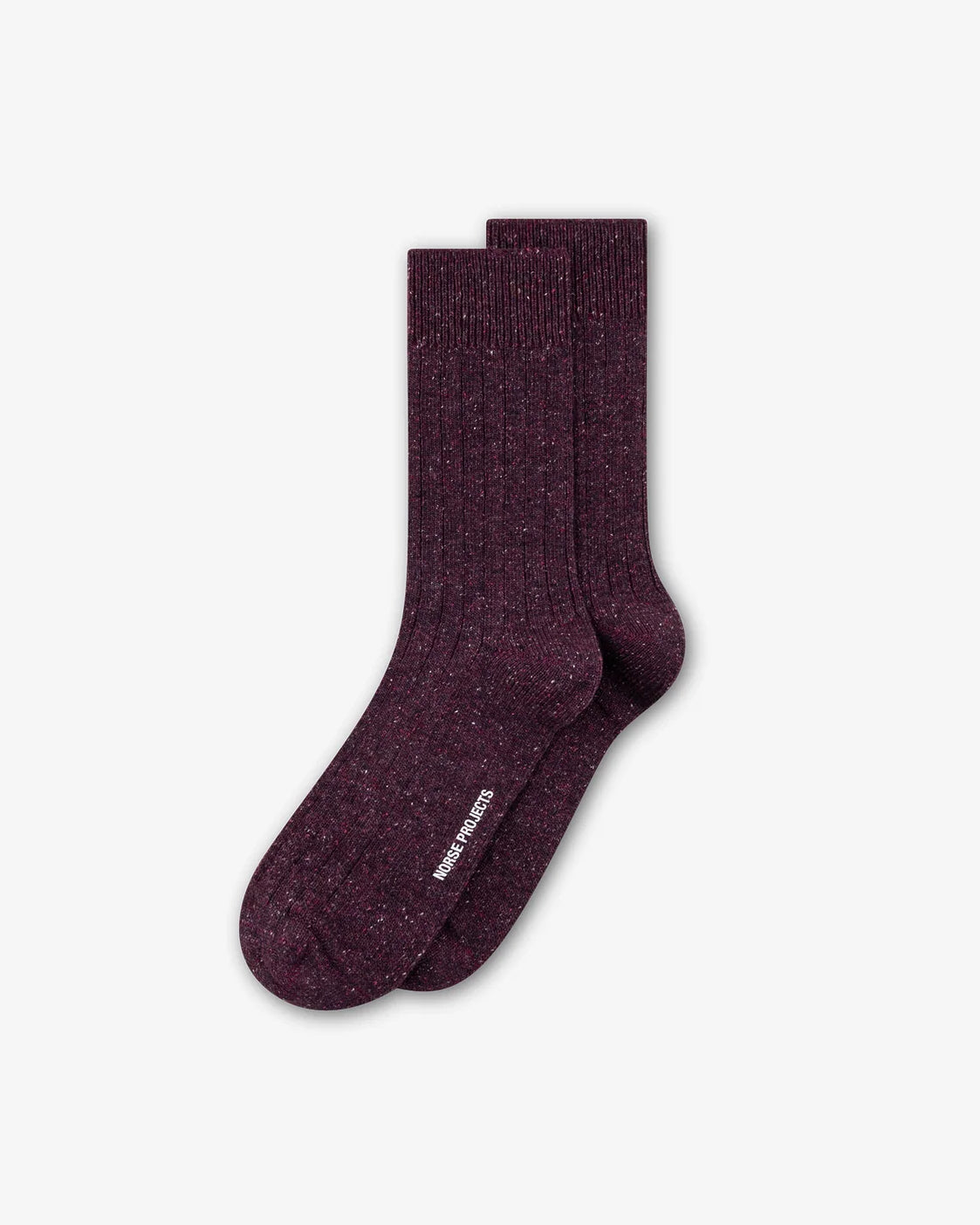 Bykle Neps Wool Rib Sock - Darkest Purple