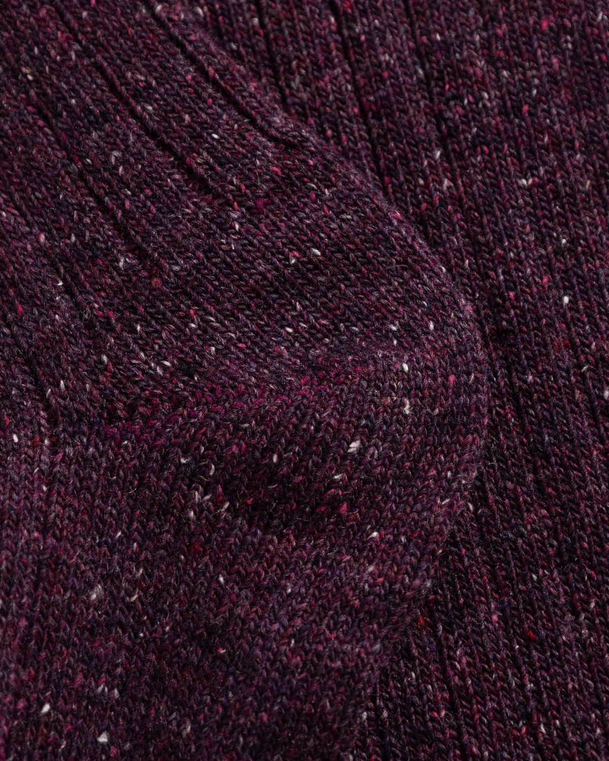 Bykle Neps Wool Rib Sock - Darkest Purple