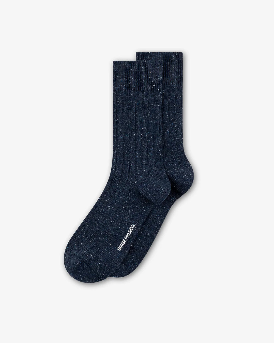Bykle Neps Wool Rib Sock - Dark Navy
