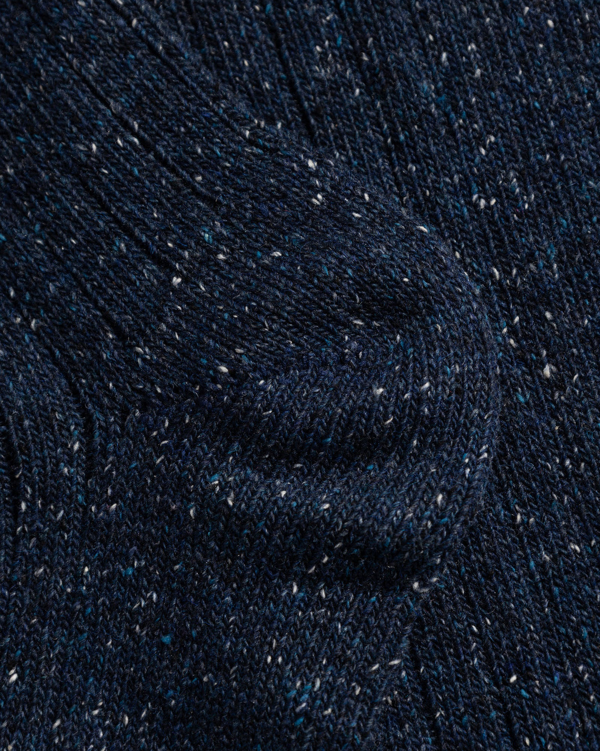 Bykle Neps Wool Rib Sock - Dark Navy