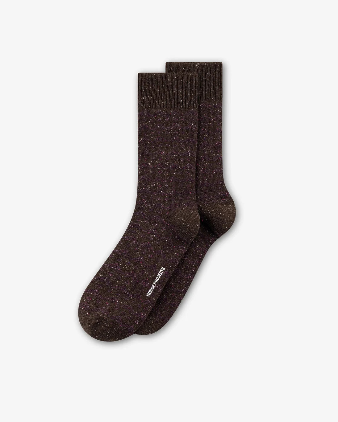 Bykle Neps Wool Rib Sock - Seal Brown