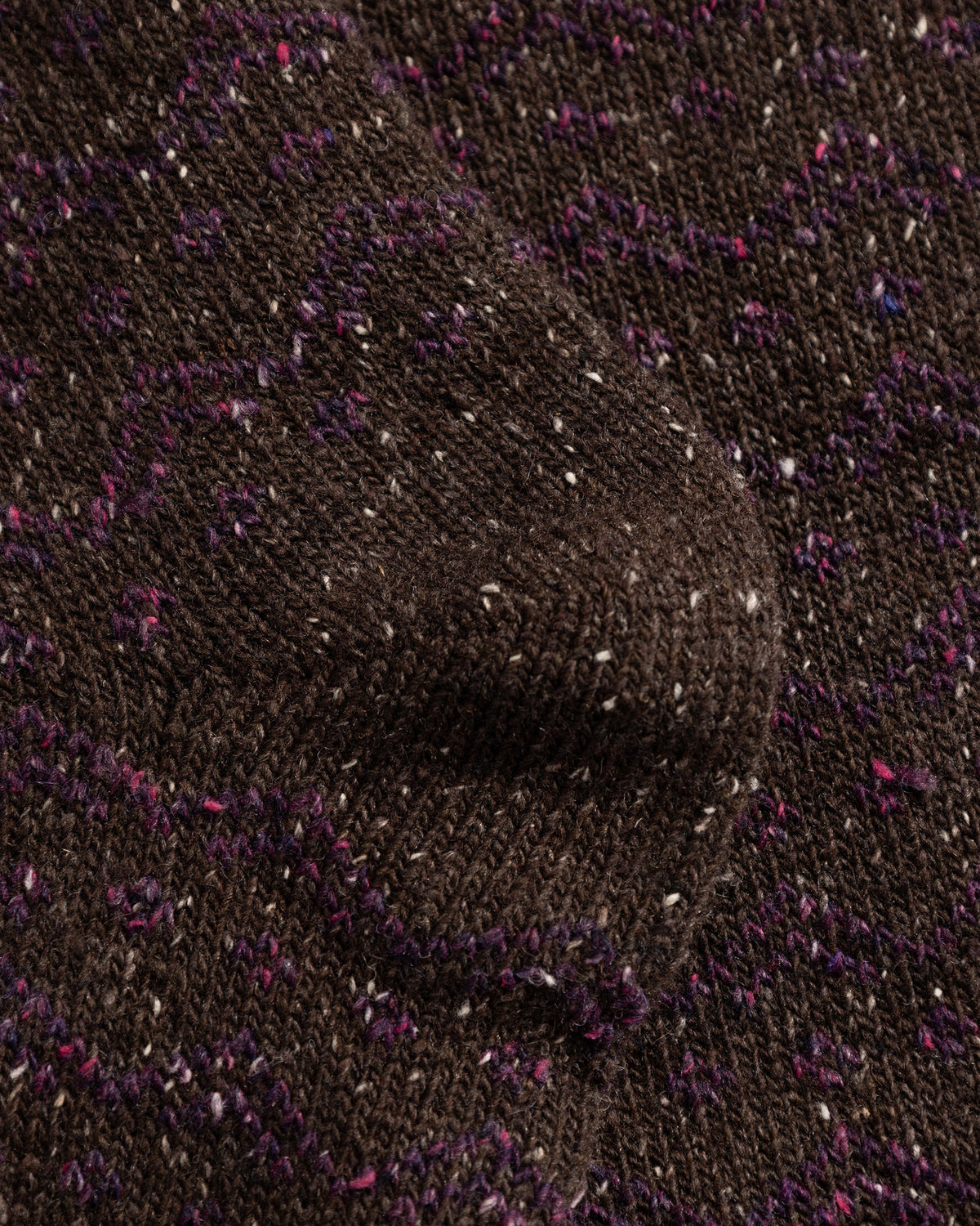 Bykle Neps Wool Rib Sock - Seal Brown