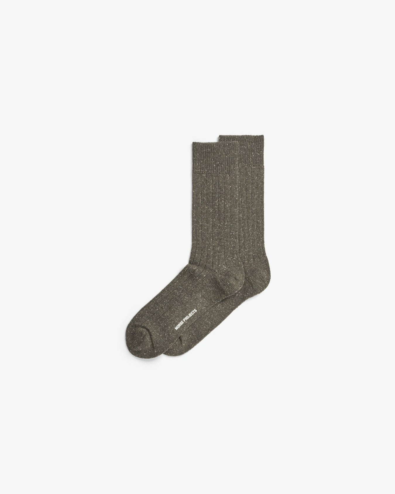 Bjarki Neps Wool Ribs Socks - Olive Night