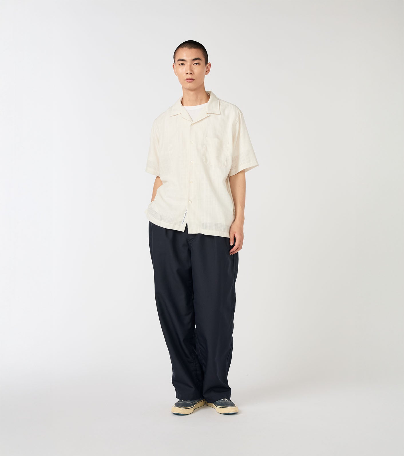 Open Collar Panama S/S Shirt - Off White
