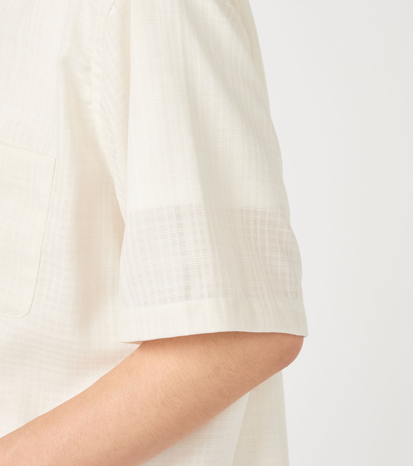 Open Collar Panama S/S Shirt - Off White