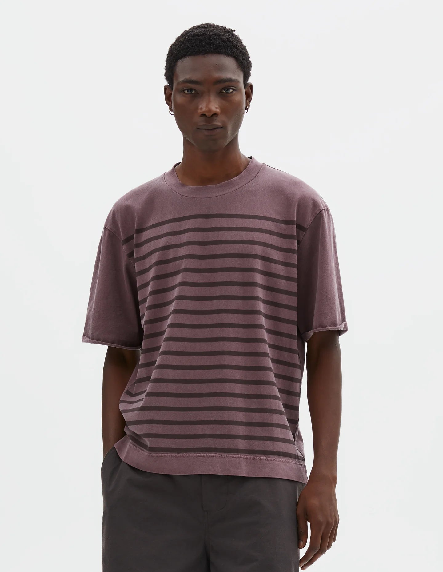 Overdye Stripe T-shirt Lightweight Dry Jersey Berry / Mahogany
