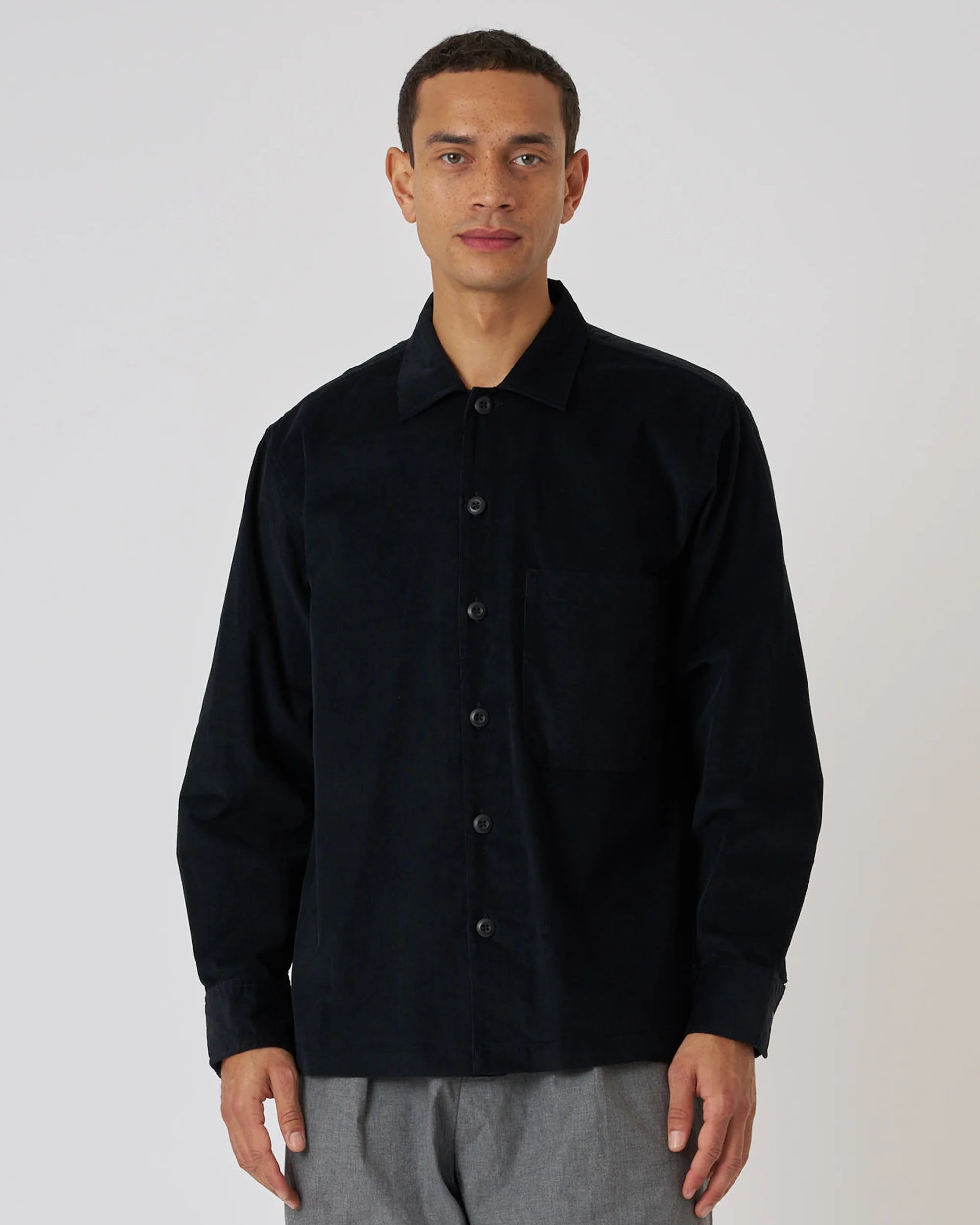 Organic Fine Cord Fatigue Shirt - Black