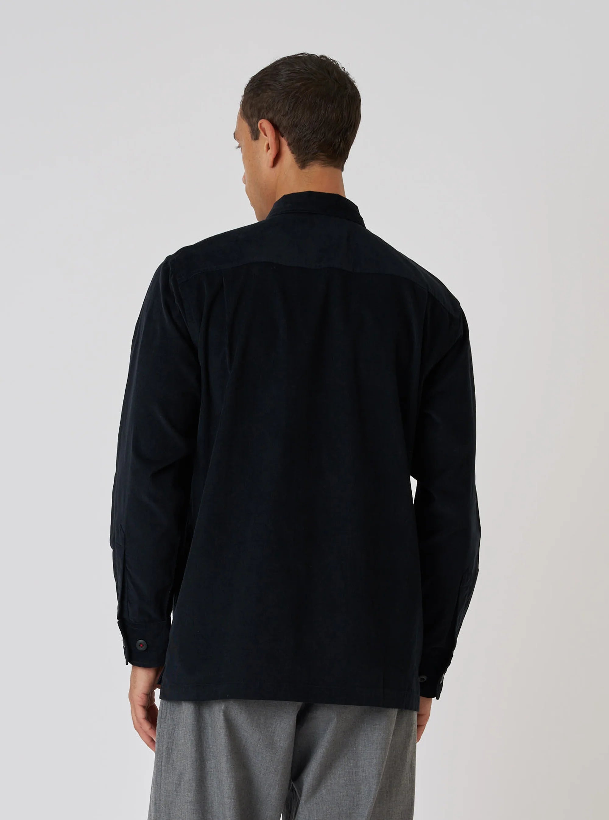 Organic Fine Cord Fatigue Shirt - Black