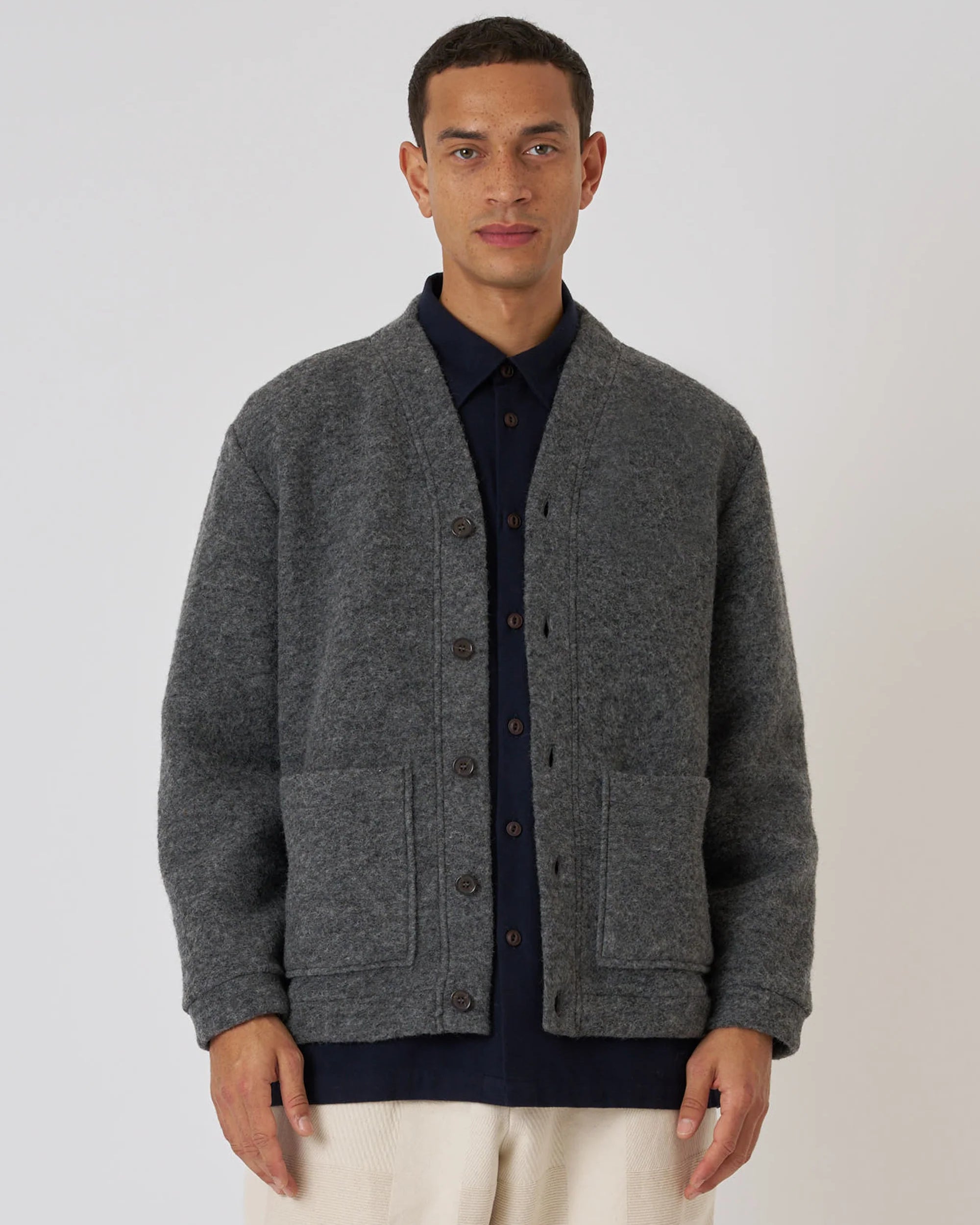 Wool Fleece Advance Cardigan - Grey Marl