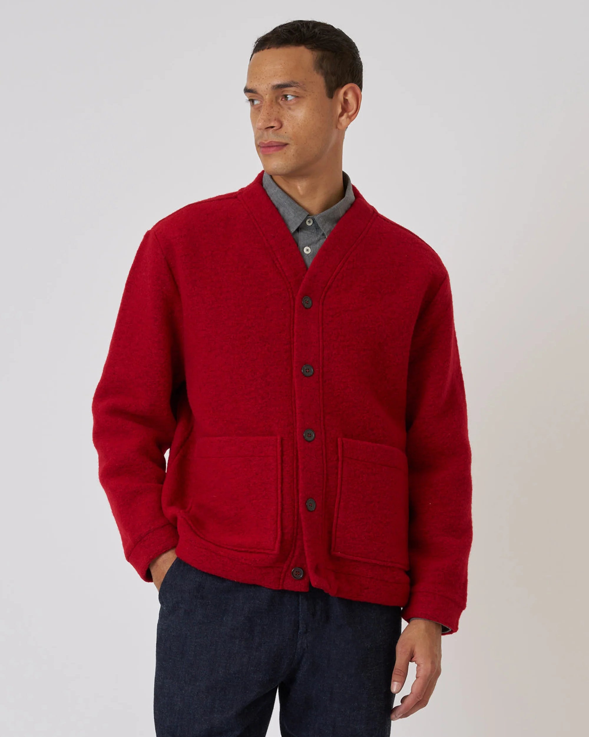 Wool Fleece Advance Cardigan - Red