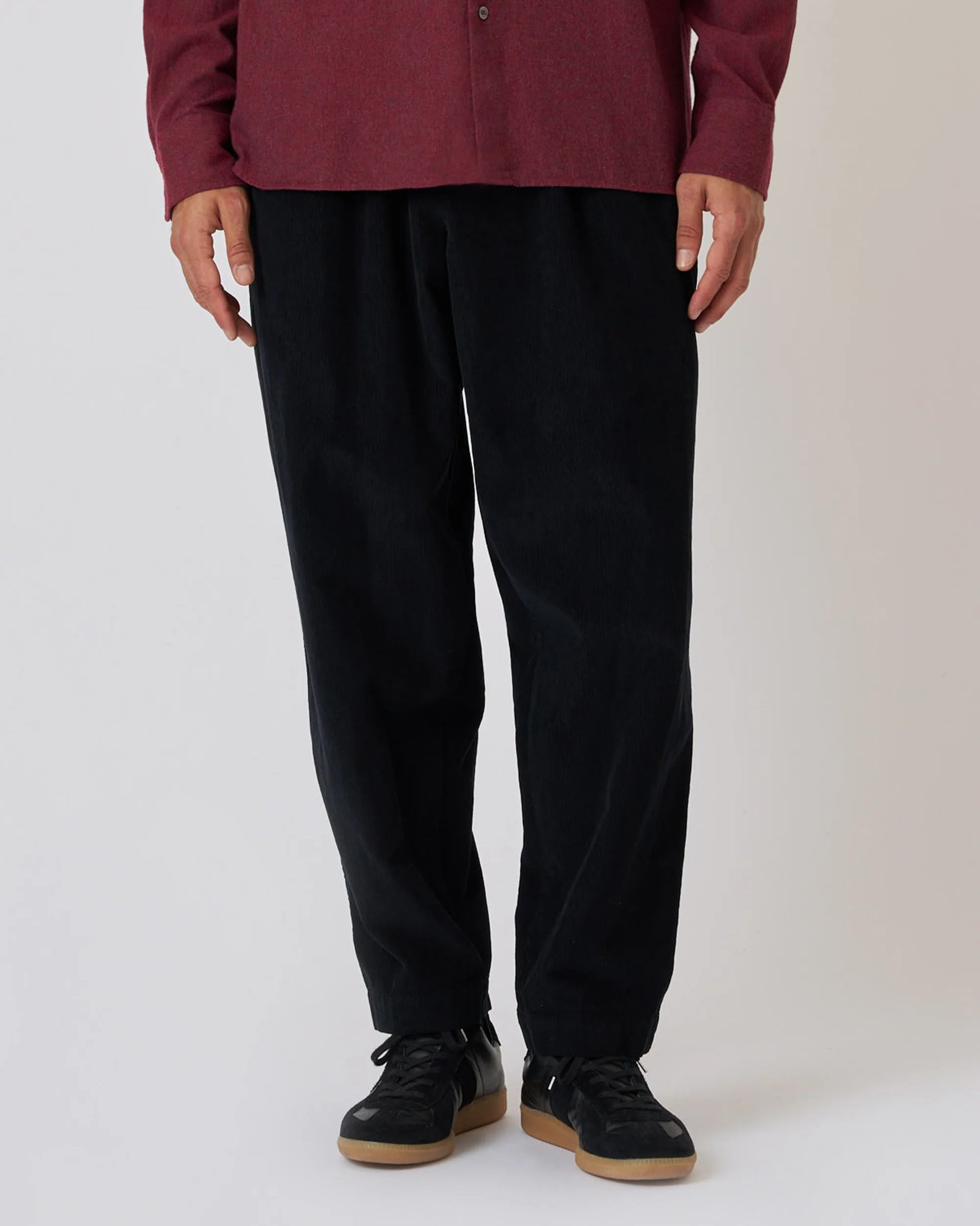 Pleated Track Pant - Black Cat Cord