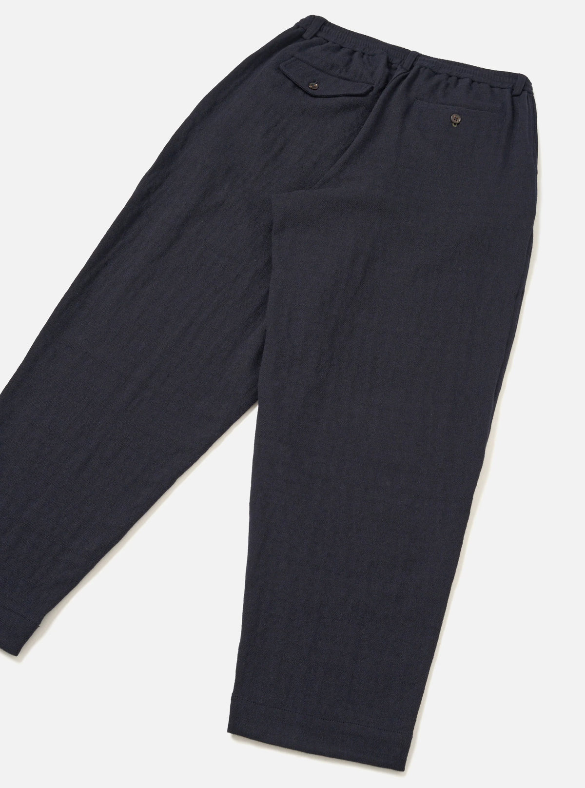 Pleated Track Pant - Robin Wool Mix - Dark Navy