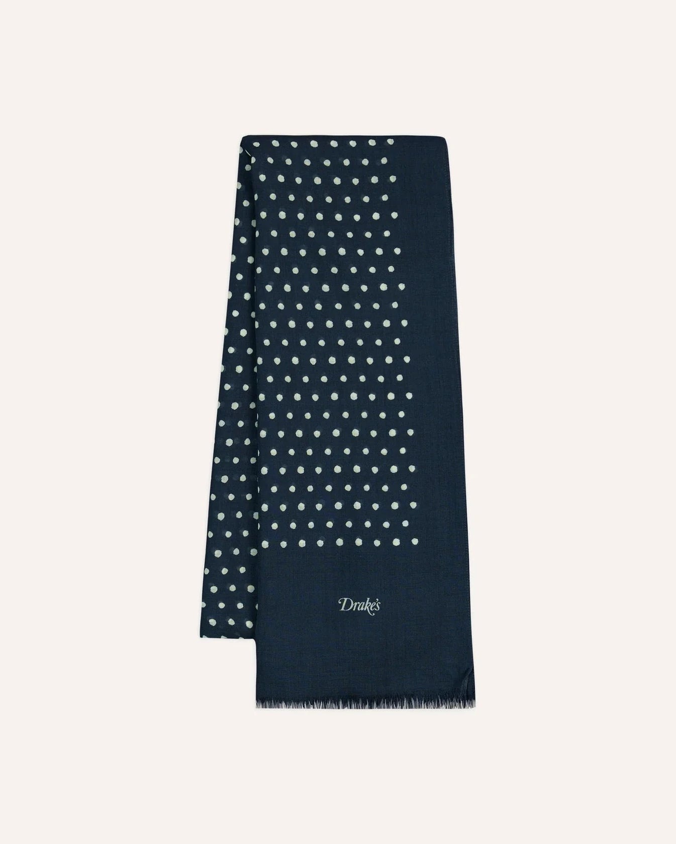 Polka Dot Wool Scarf - Navy