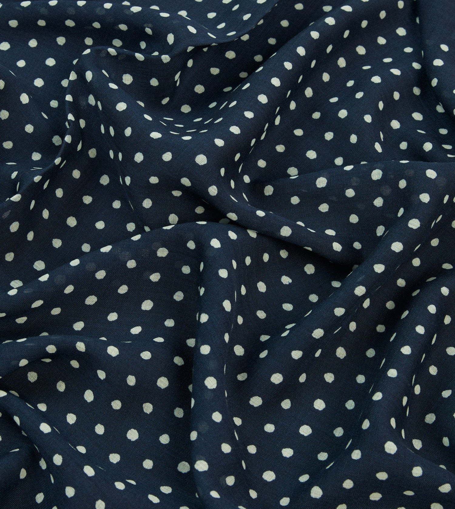 Polka Dot Wool Scarf - Navy