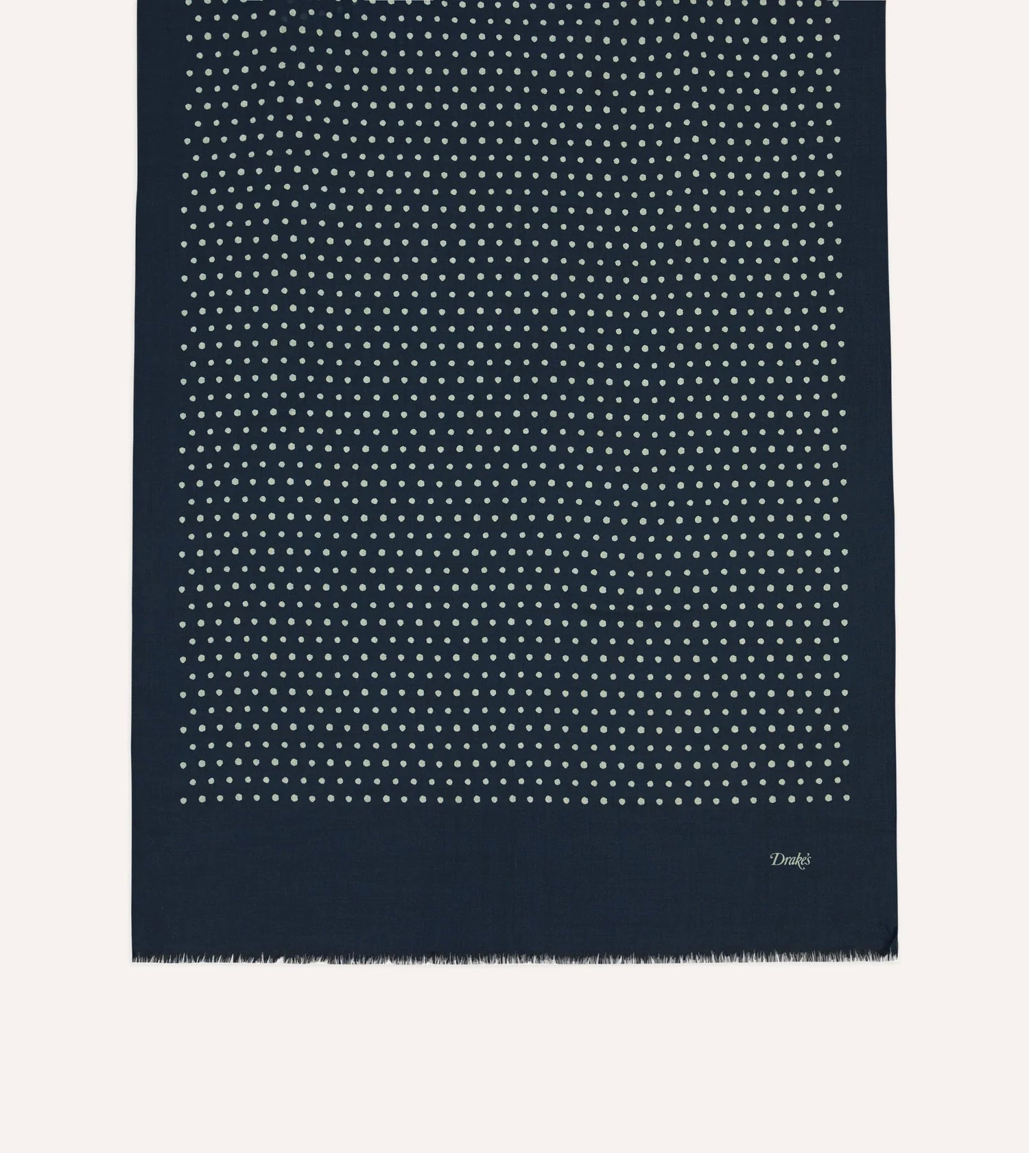 Polka Dot Wool Scarf - Navy