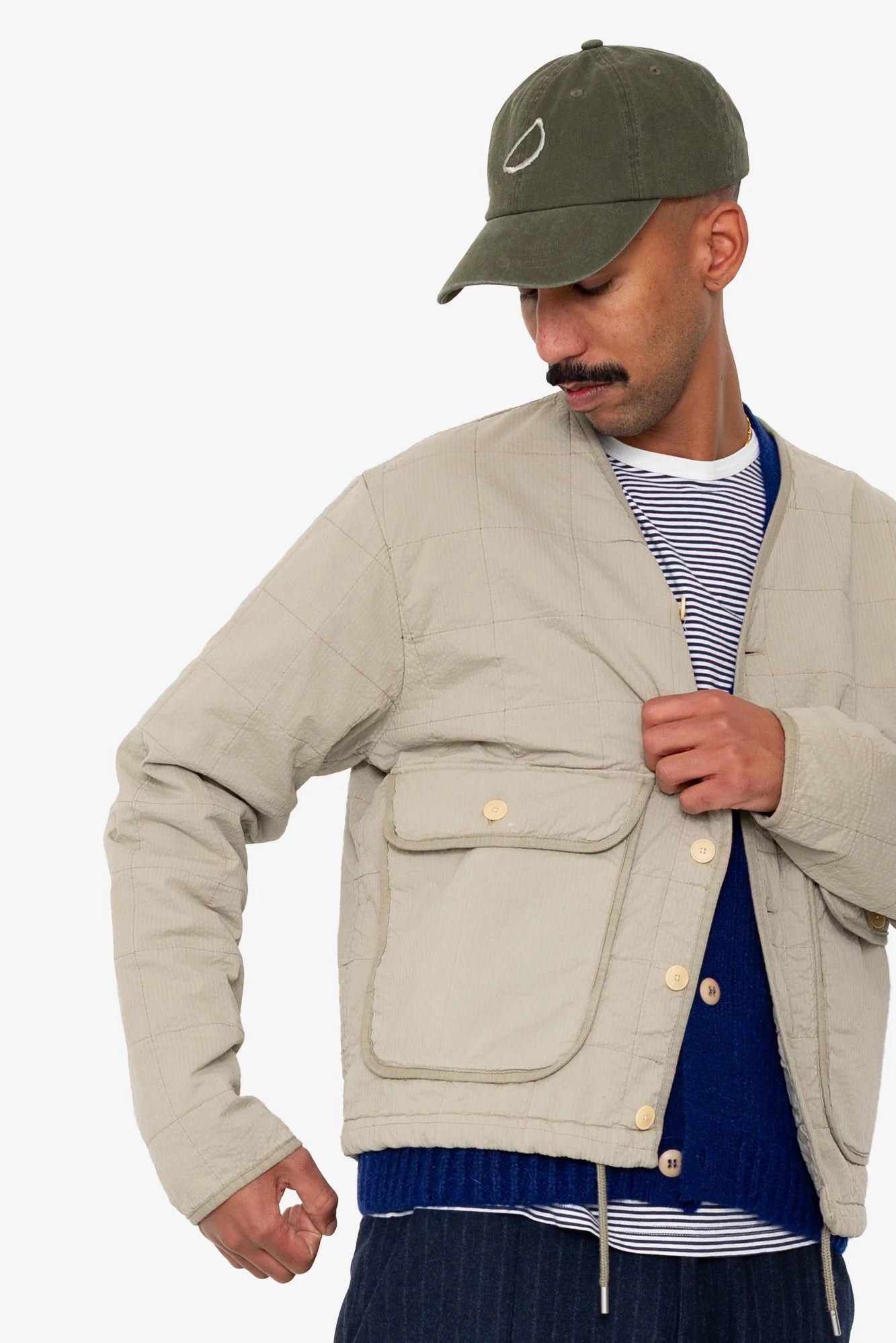 Quilted Liner Jacket - Smoke Grey Seersucker