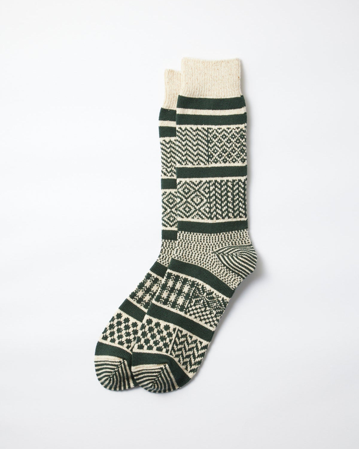 Multi Jacquard - Ivory Dark Green