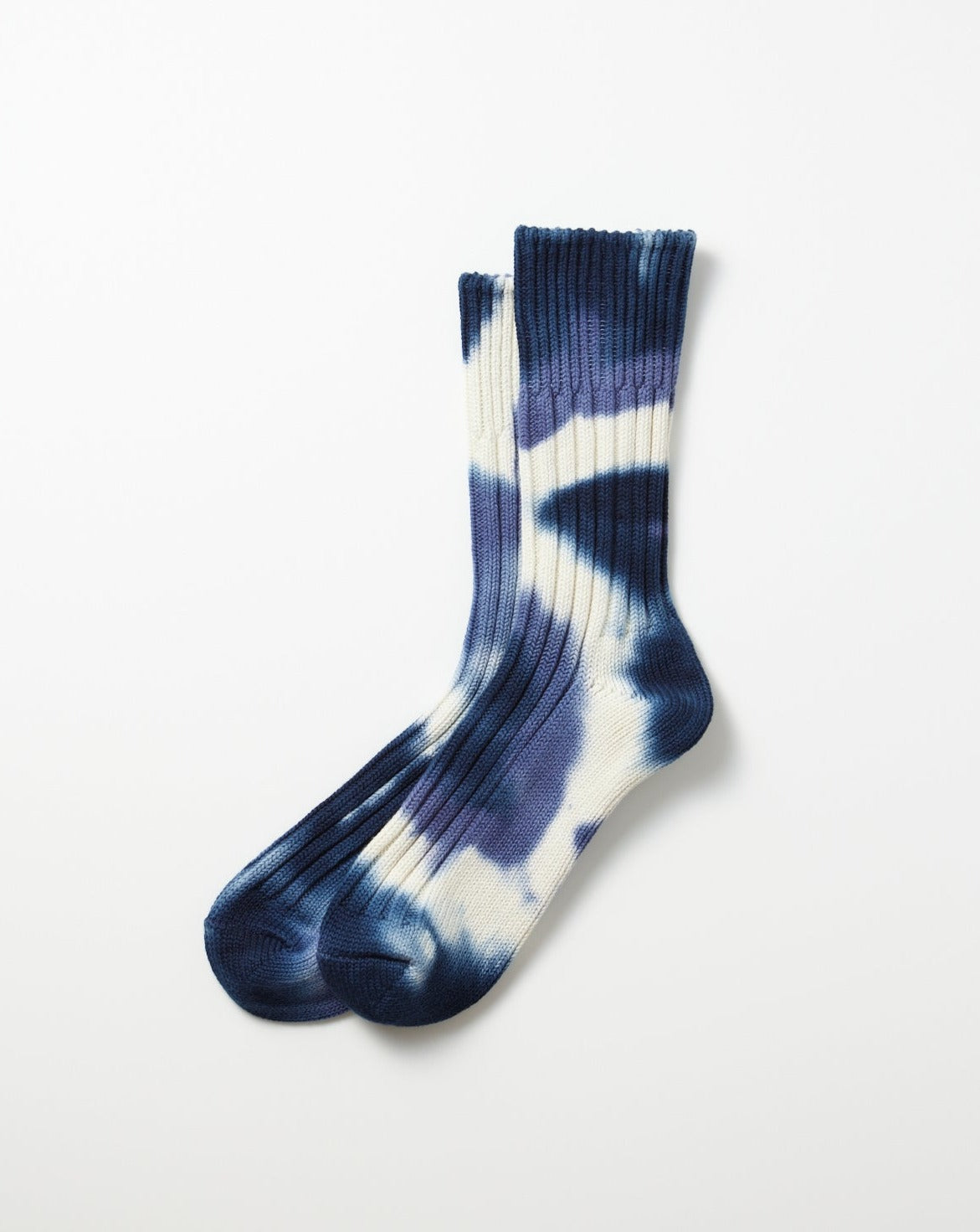 Chunky Ribbed Crew Socks "Tie Dye" - Navy/Blue