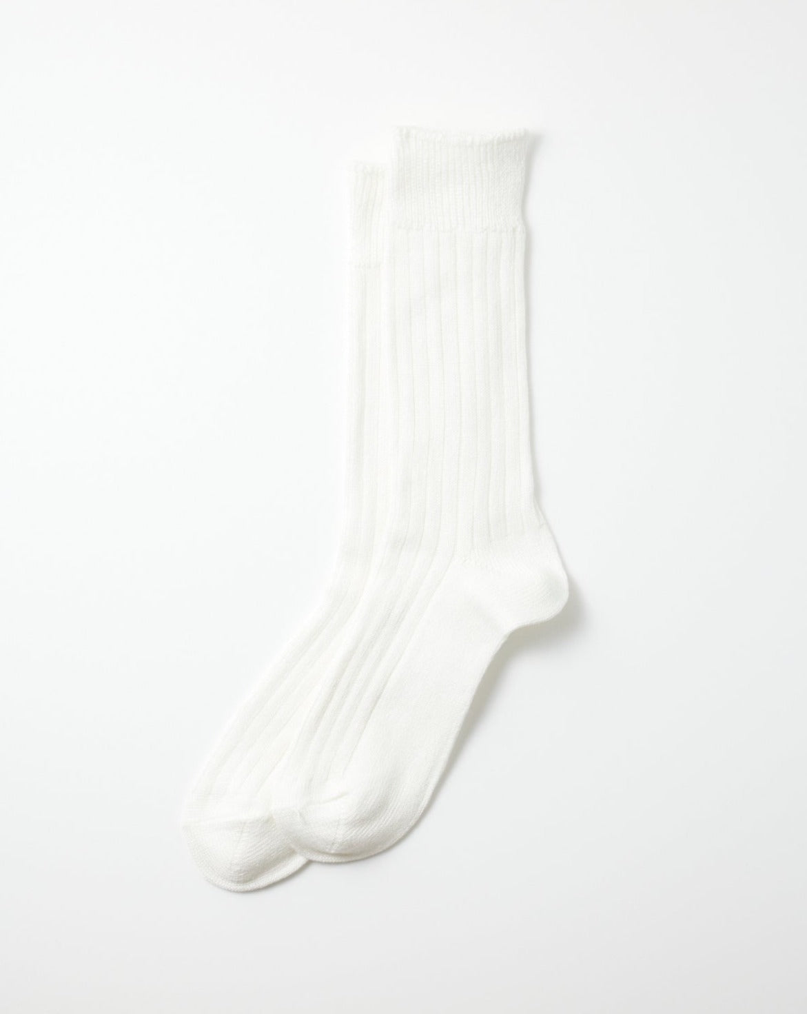 Linen Cotton Ribbed Crew - Off White