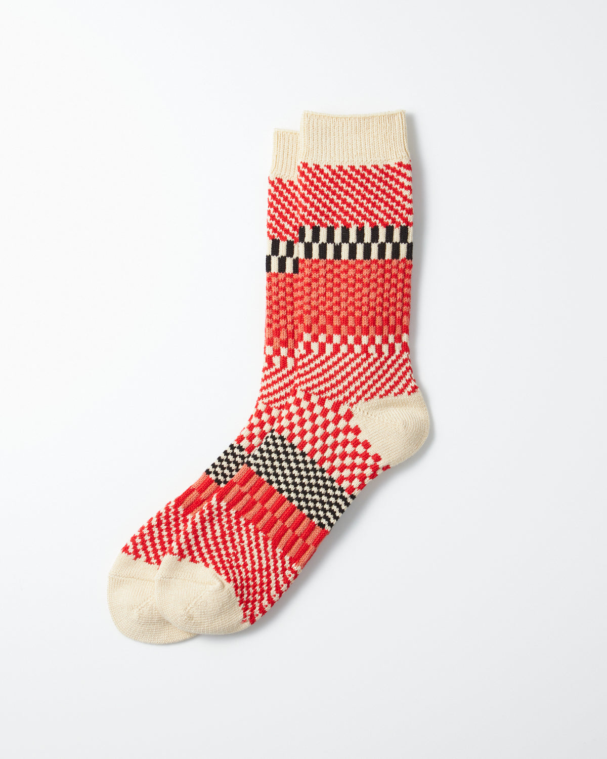 Check ＆ Step Socks - Red