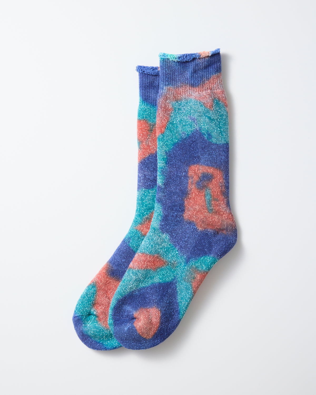Tie Dye Pile Socks - Blue / Orange