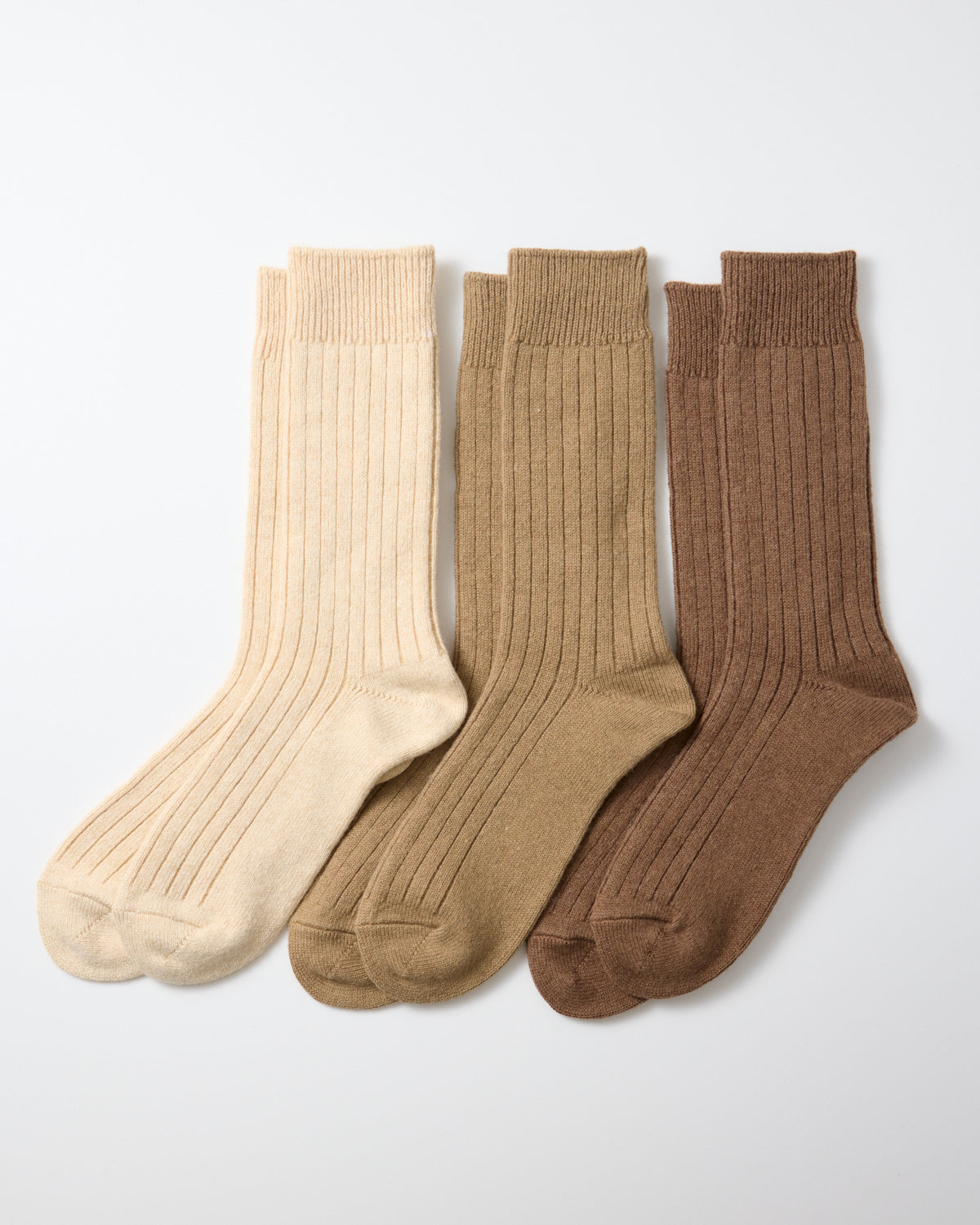 Cotton Wool 3 Pack Socks - Beige Tones