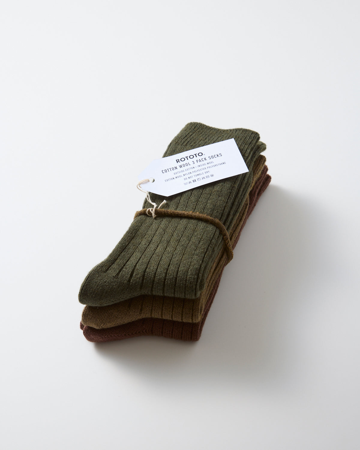Cotton Wool 3 Pack Socks - Olive Tones