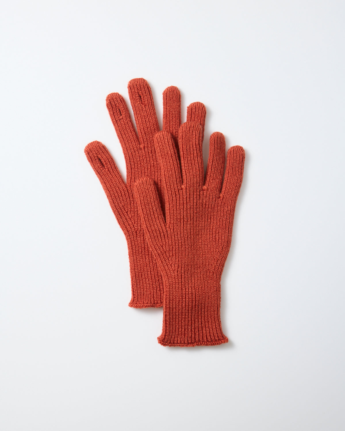 Washable Merino Knit Touch Gloves - Terracotta