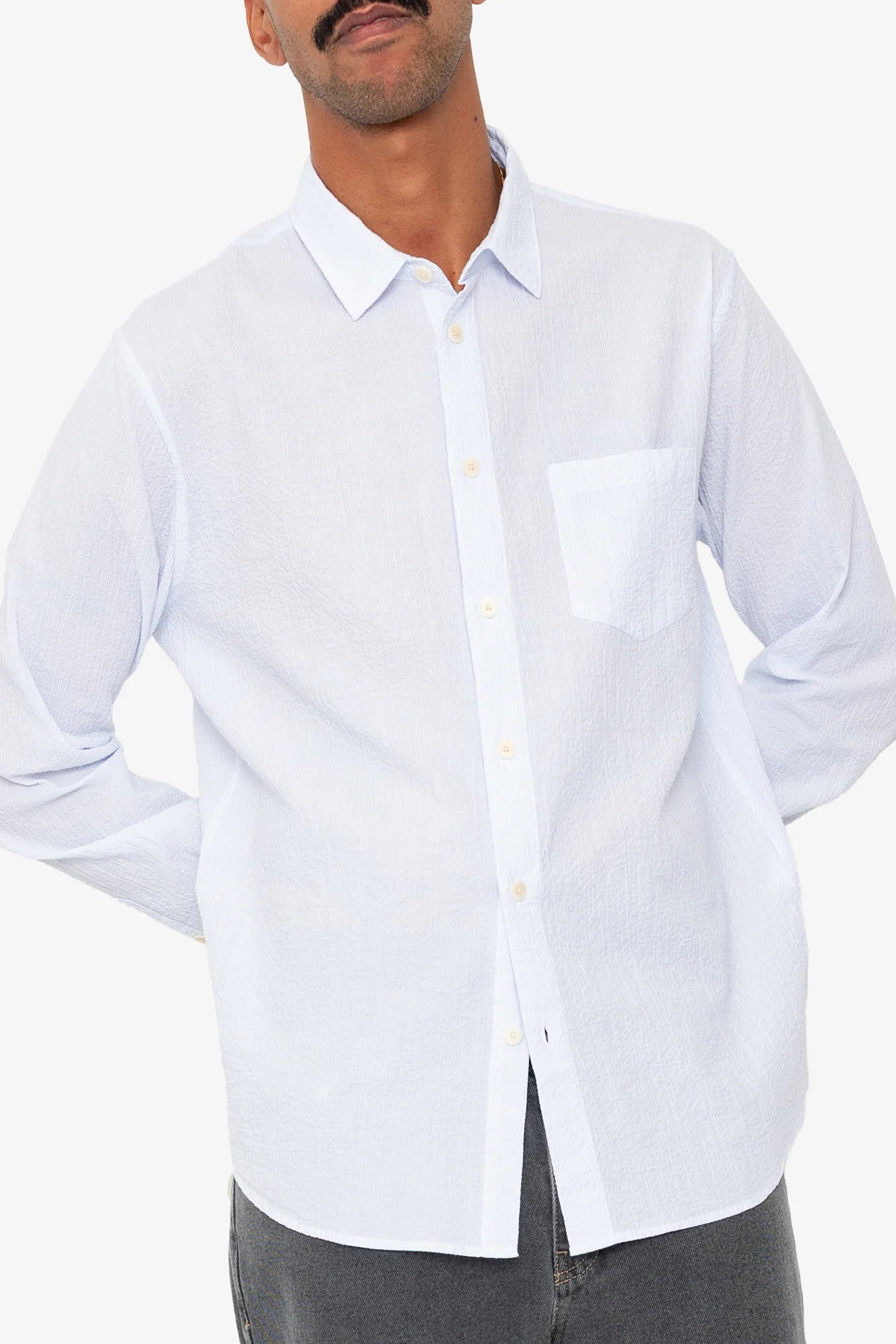 Relaxed Fit Shirt - Blue Microstripe