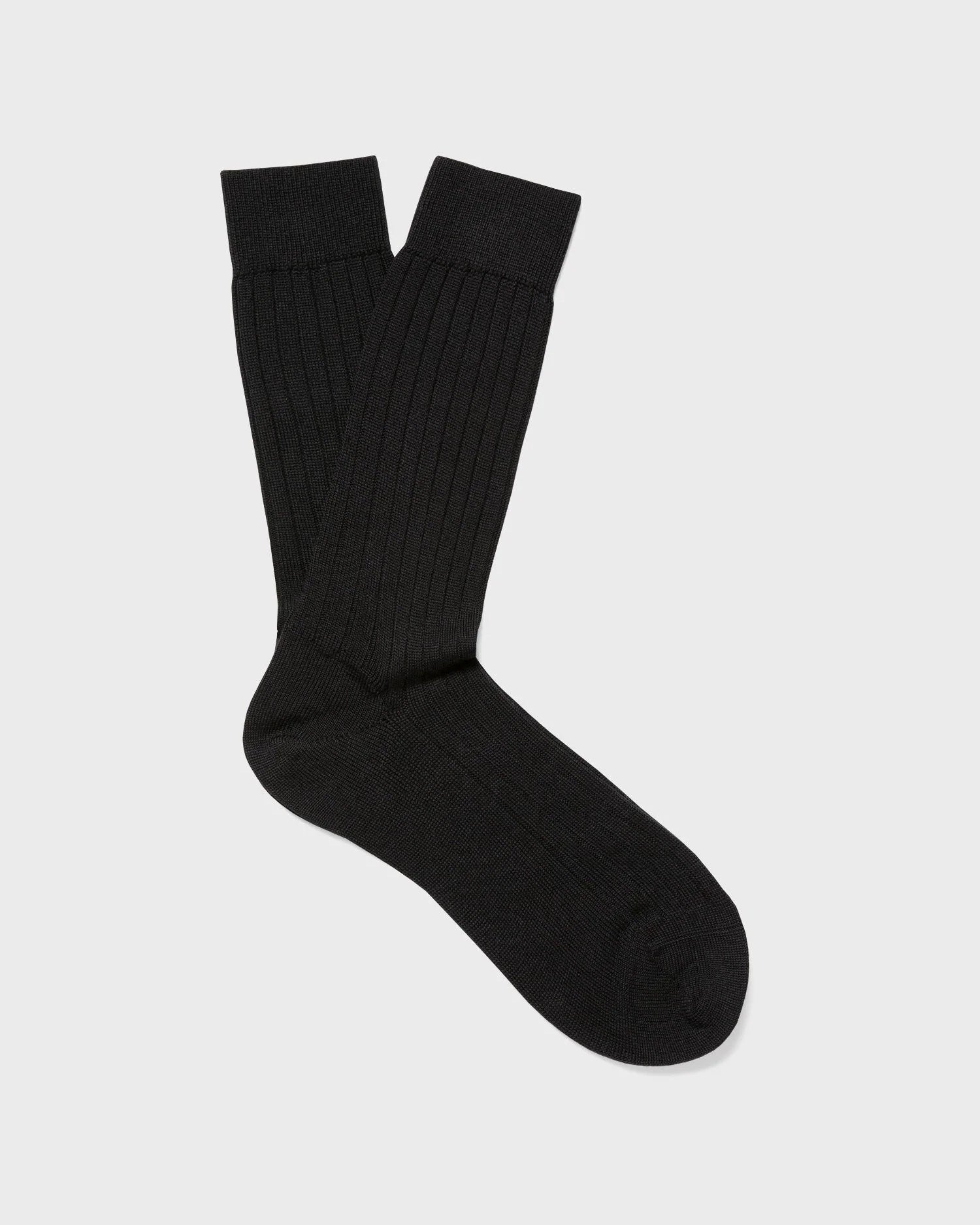 Merino Wool Ribbed Socks - Black