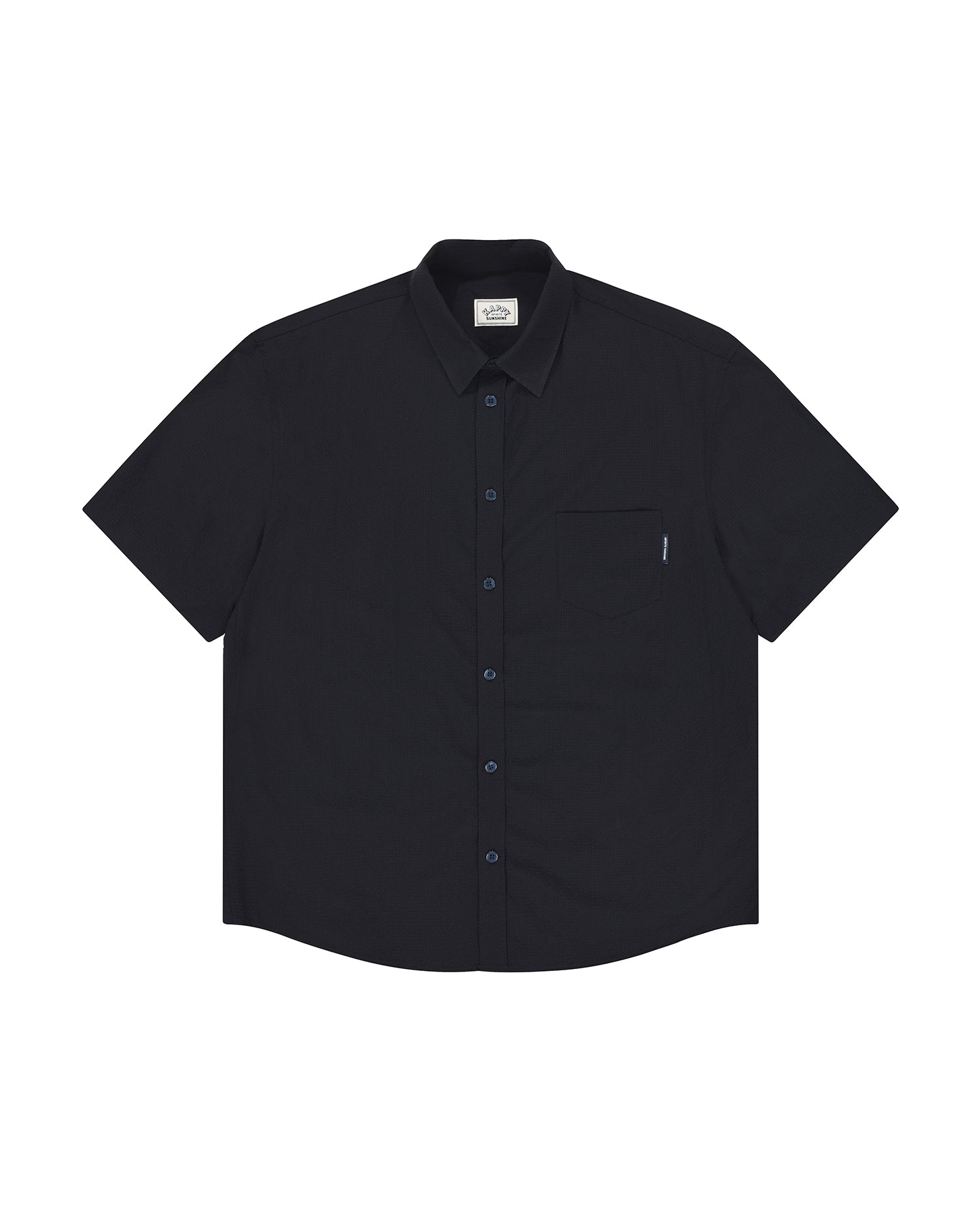 Relaxed Seersucker Half Shirt - Navy
