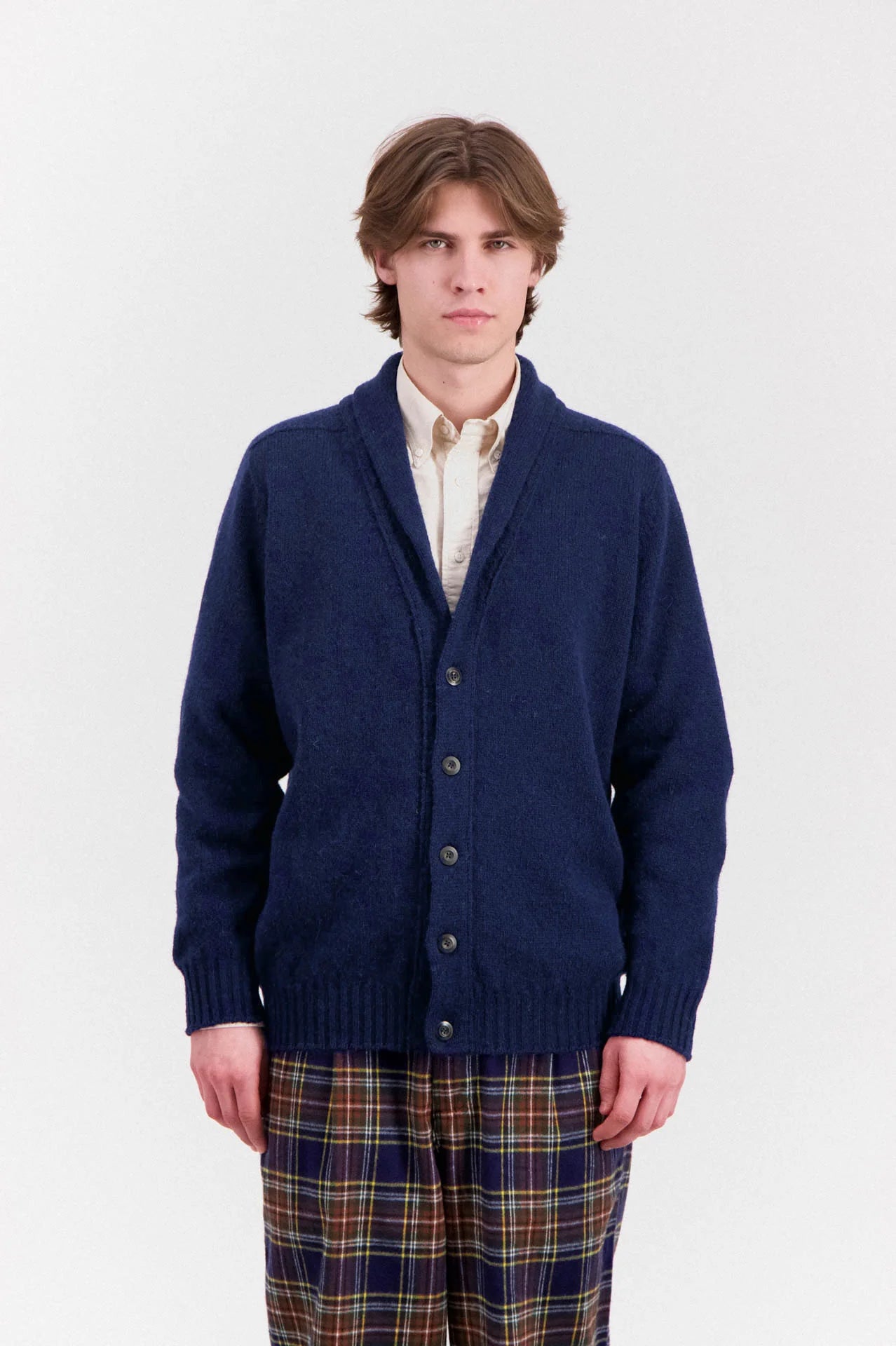 Shaggy Bear - Shawl Cardigan - Deep Blue