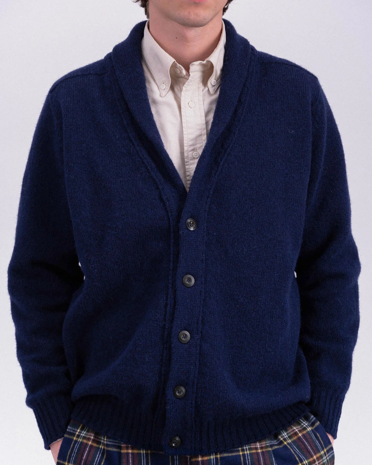 Shaggy Bear - Shawl Cardigan - Deep Blue