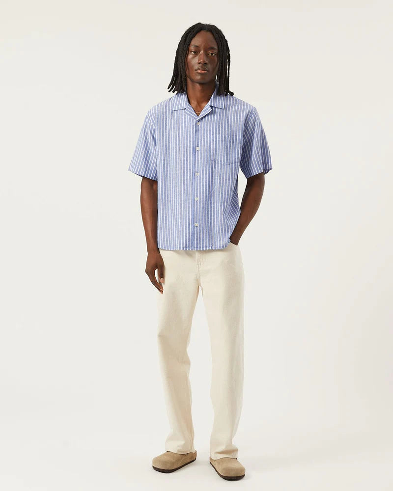 Linen Stripe SS - Blue